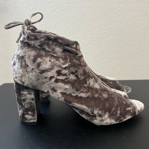 Report Crushed Velvet Sakai Ankle Boot Grey Zip Up Peep Toe Heeled Women's 11